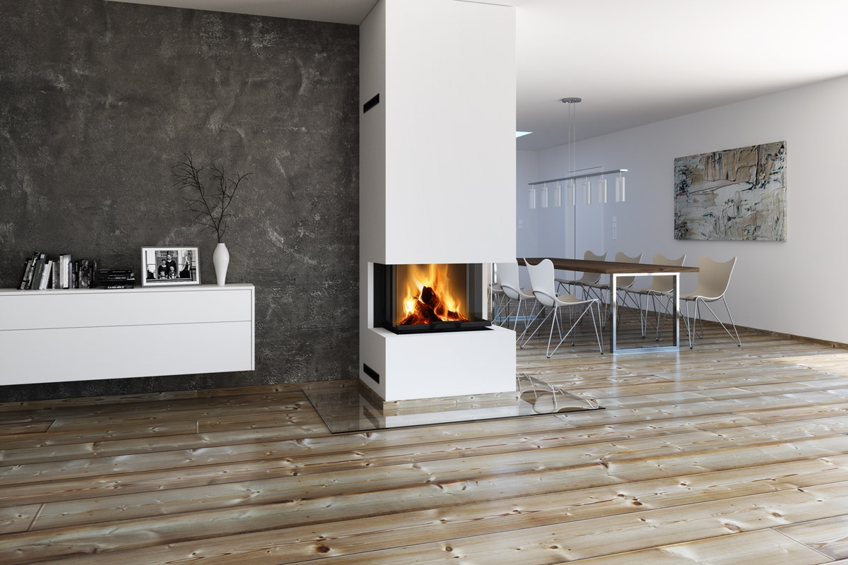 HEAT C 3G L 65.52.31.24 - teplovzdušná třístranná krbová vložka s výsuvnými dvířky a děleným sklem - Obrázek 4