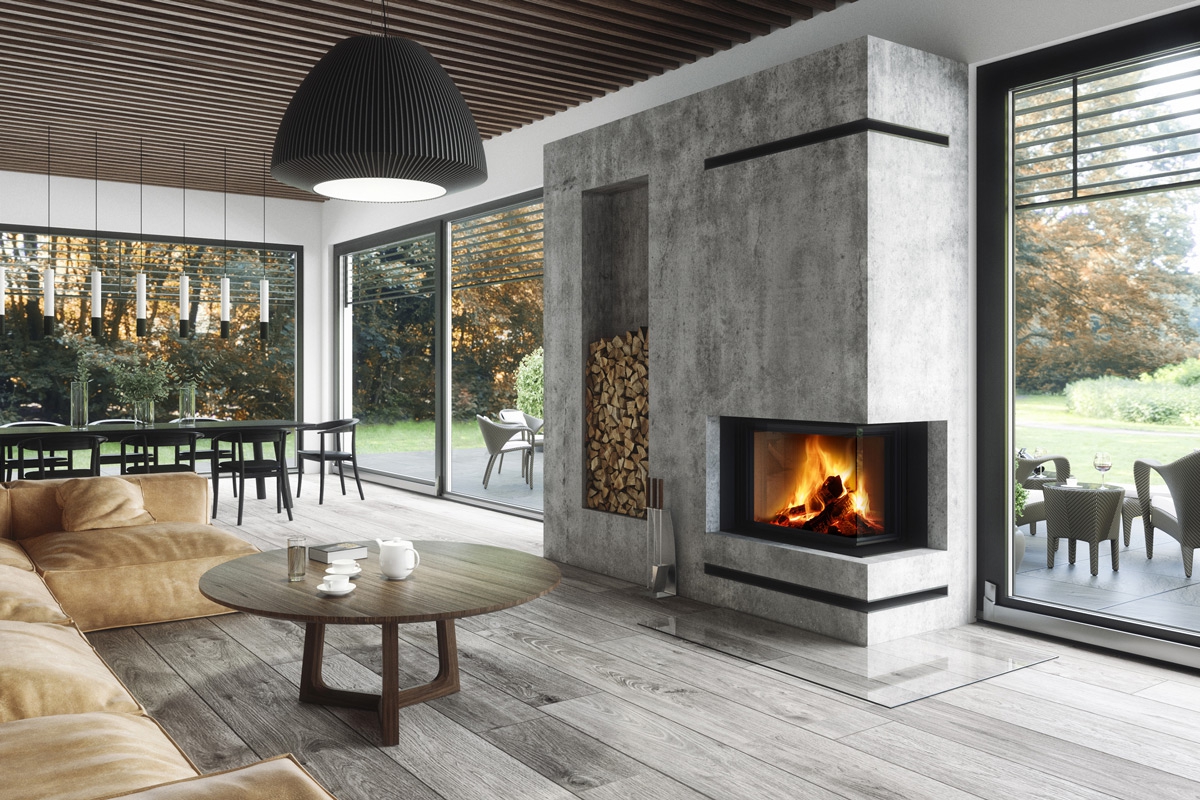 IMPRESSION R/L 2g L 83.60.34.21 - rohová krbová vložka s výsuvnými dvířky a děleným sklem - Obrázek 4