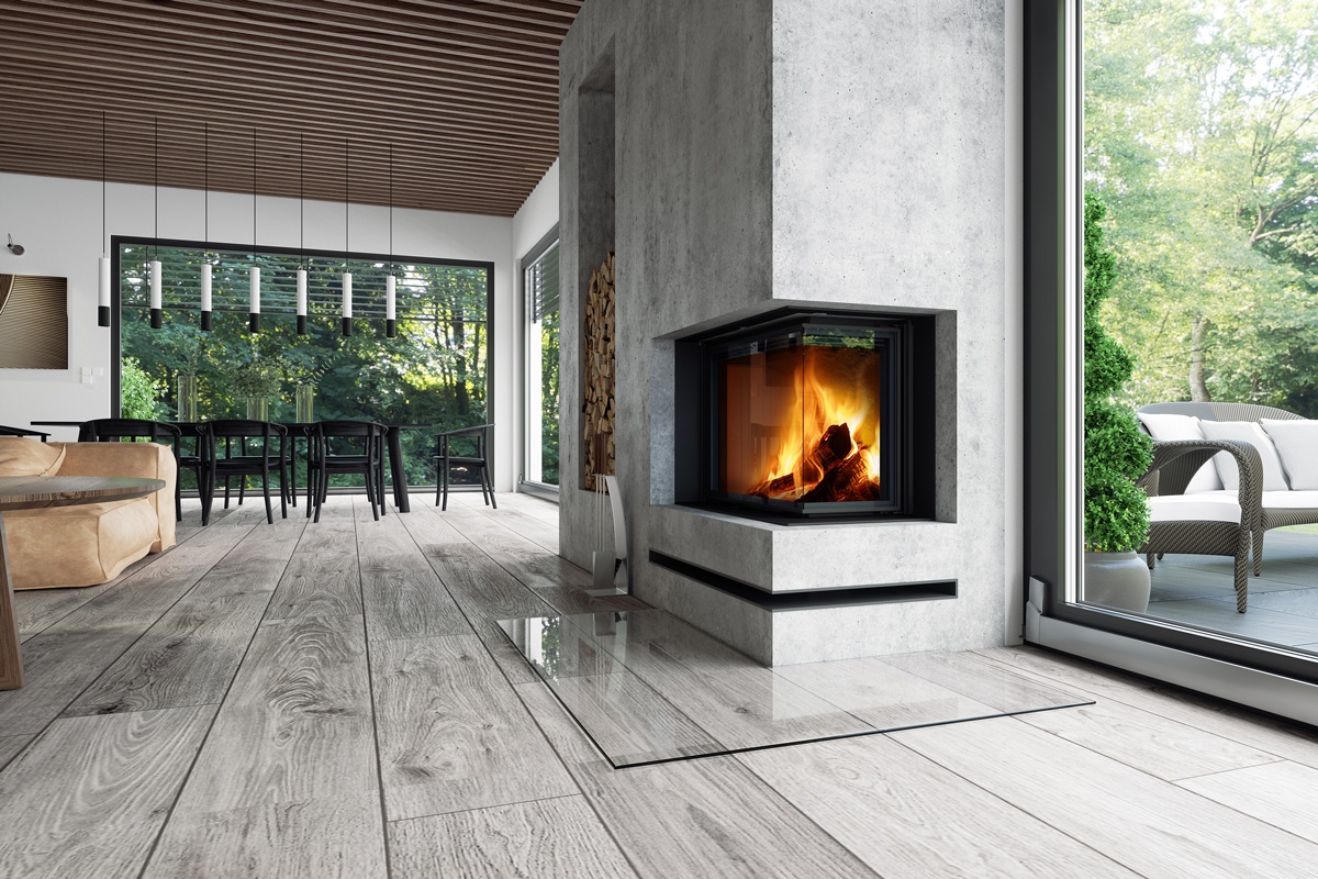 IMPRESSION R/L 2g L 83.60.34.21 - rohová krbová vložka s výsuvnými dvířky a děleným sklem - Obrázek 3