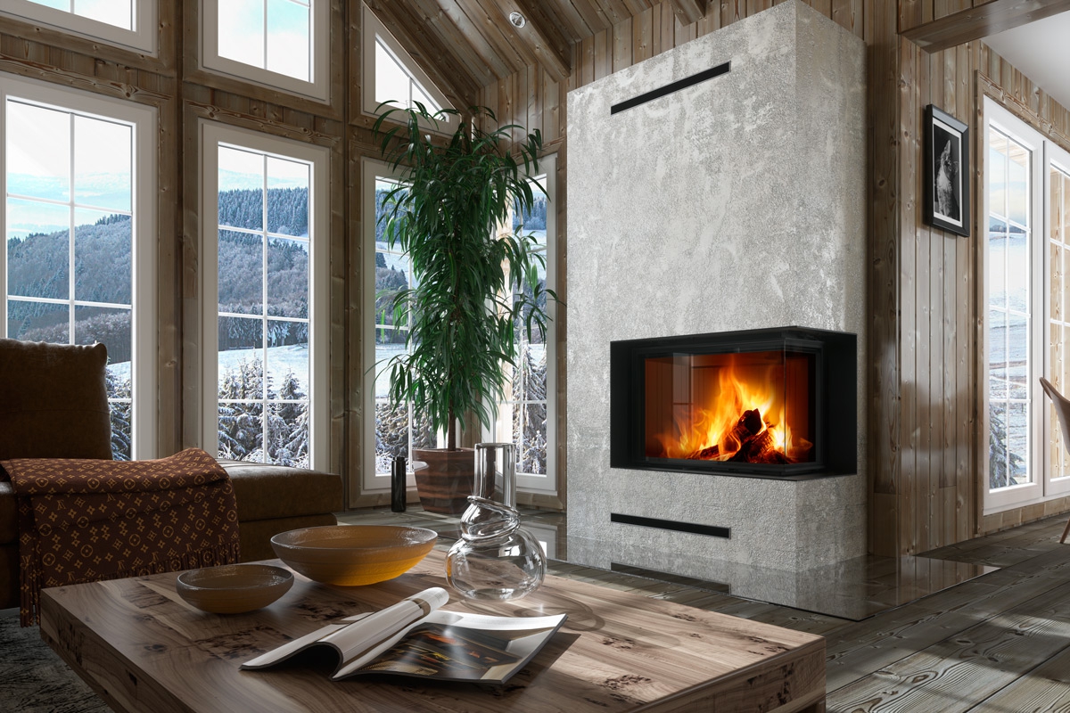 IMPRESSION R/L 2g S 71.60.34.21 - rohová krbová vložka s děleným sklem - Obrázek 3