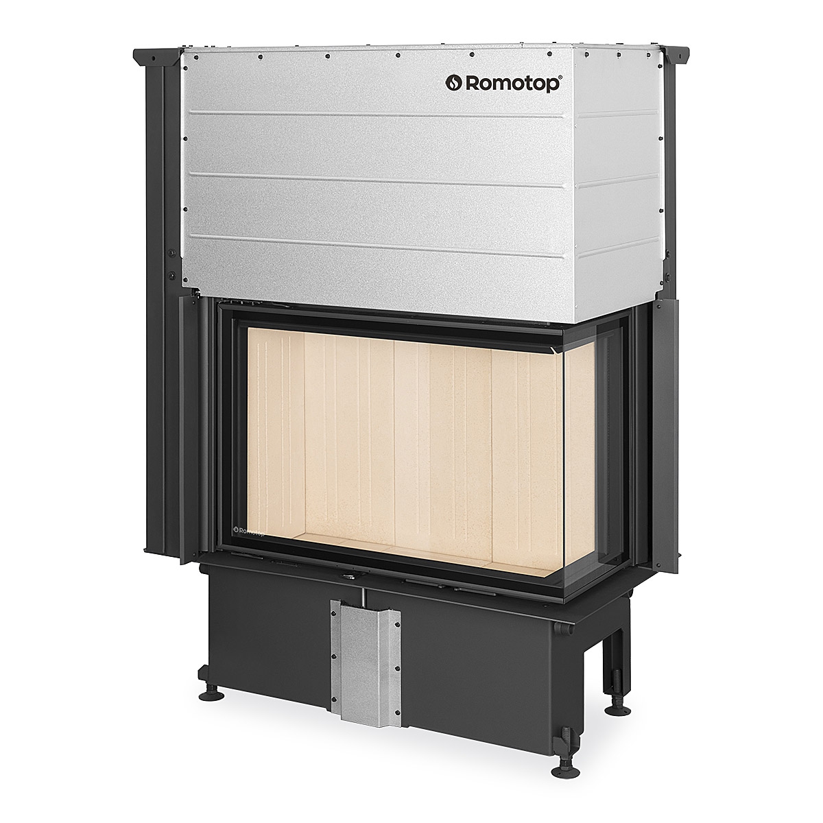 IMPRESSION R/L 2g L 83.60.34.21 - rohová krbová vložka s výsuvnými dvířky a děleným sklem